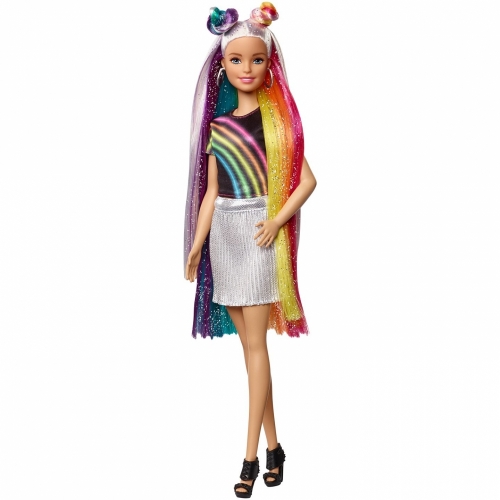 Кукла Барби с радужной мерцающей прической Barbie